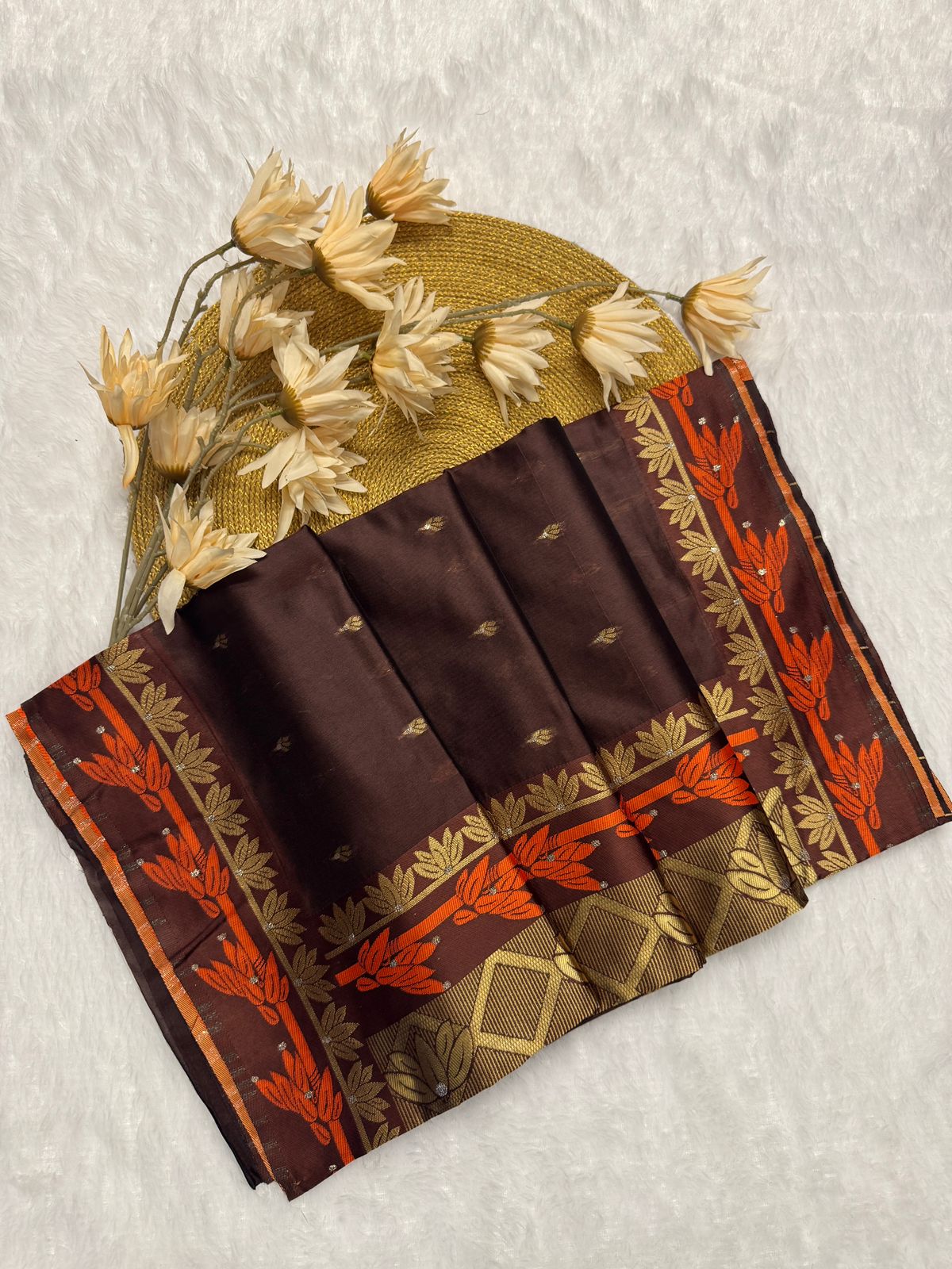 Coffee Soft Banarasi Silk Saree With Blissful Blouse Piece