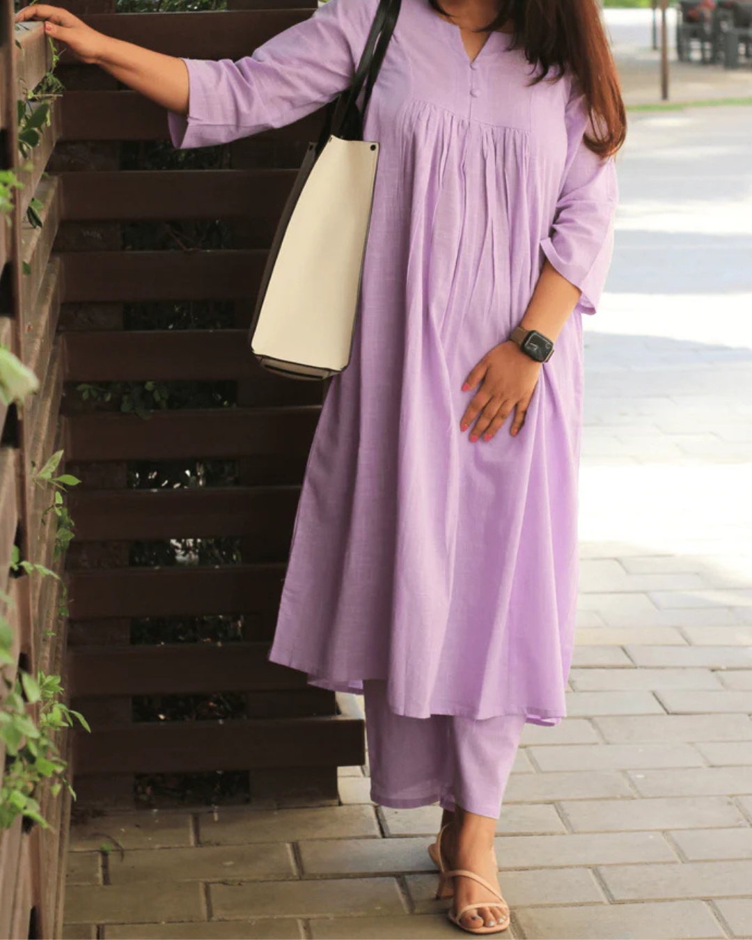 Elegant Purple A-Line Kurta with Matching Pants – Cotton Comfort Wear