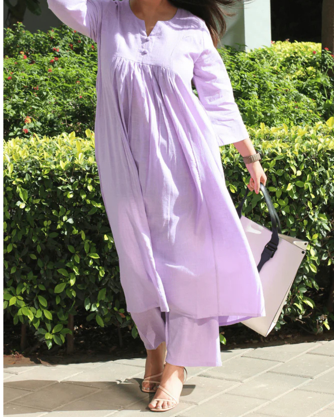 Elegant Purple A-Line Kurta with Matching Pants – Cotton Comfort Wear