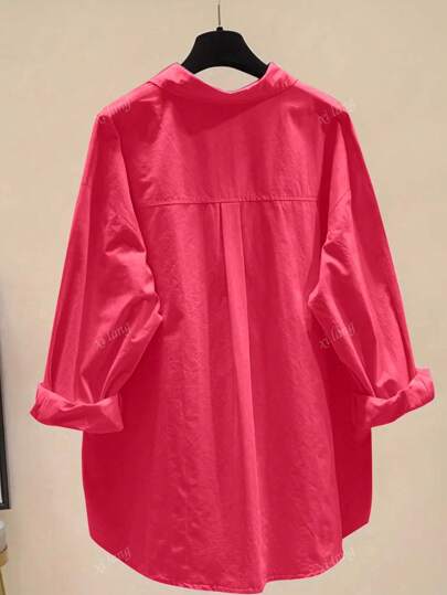 Women's Simple Solid Color Daily Wear Buttoned Shirt,Long Sleeve Tops