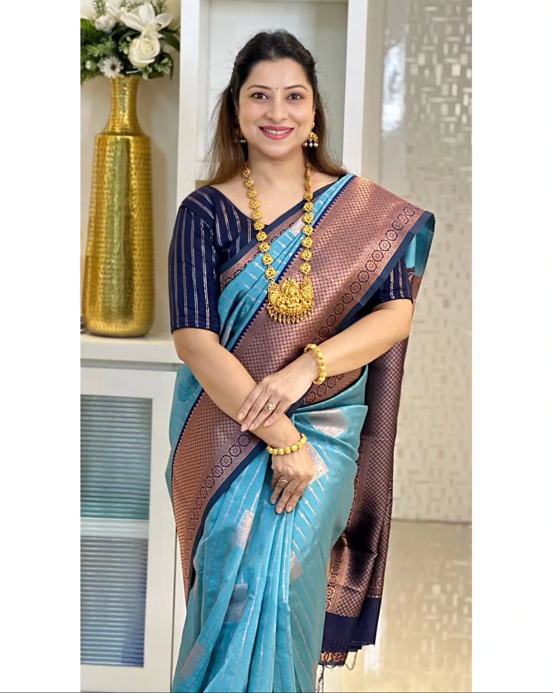 Wedding Rich Pallu Pure Silk Saree With Brocade Blouse