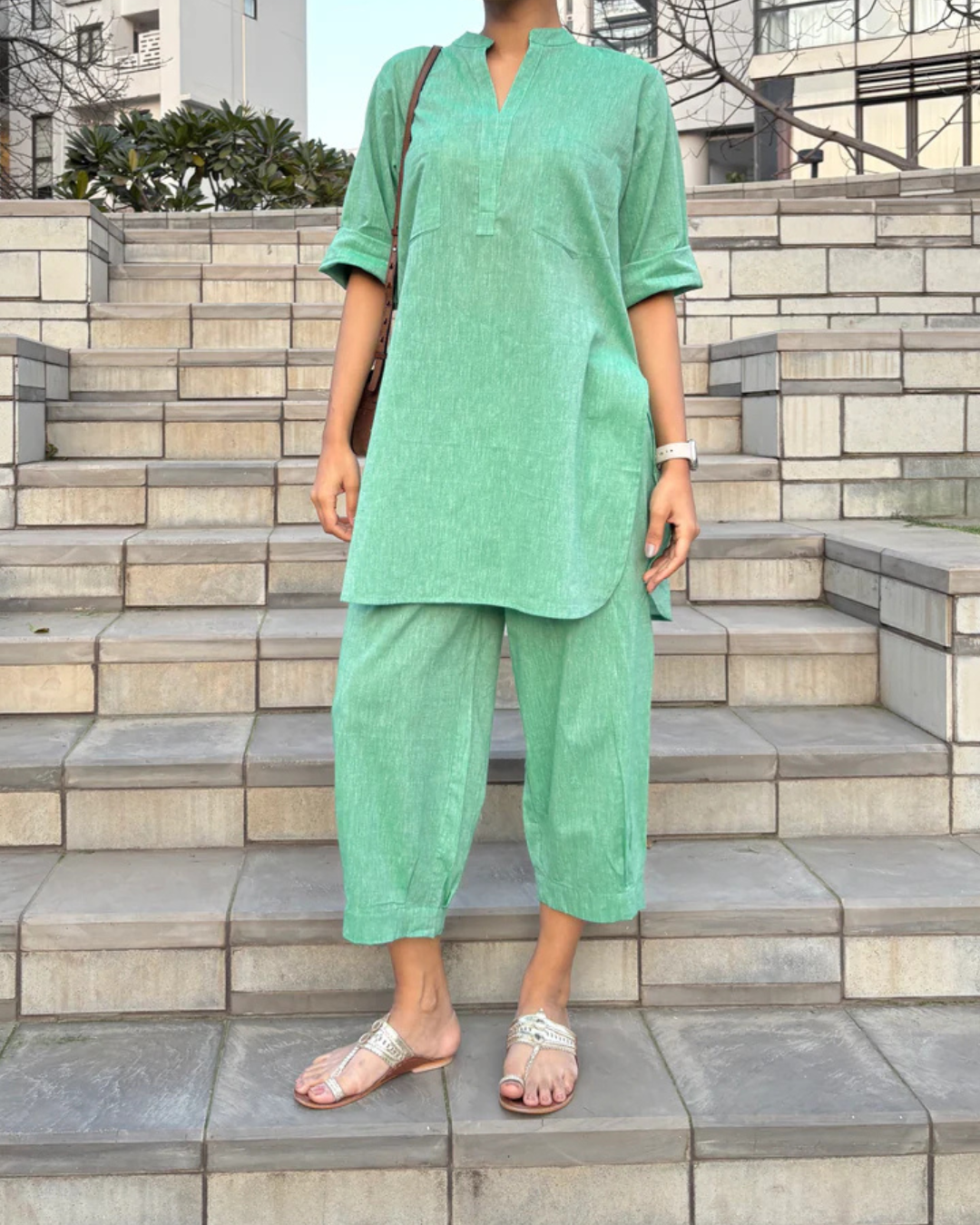Mint Green Casual Cotton Co-ord Set for Women