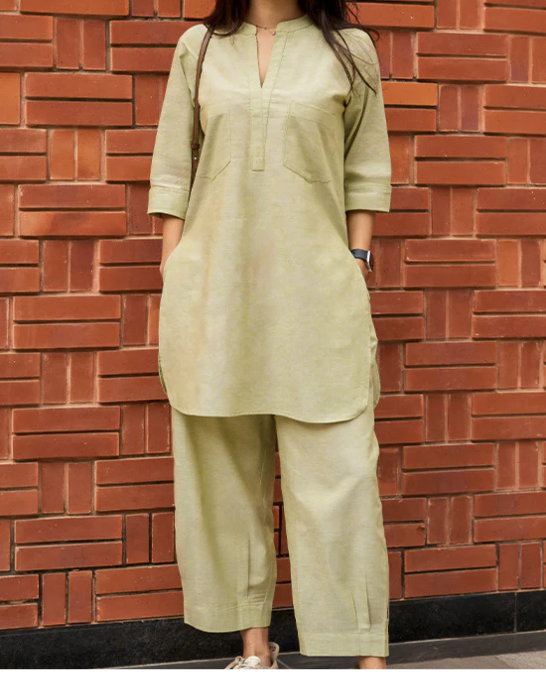 Sage Green Casual Cotton Co-ord Set for Women