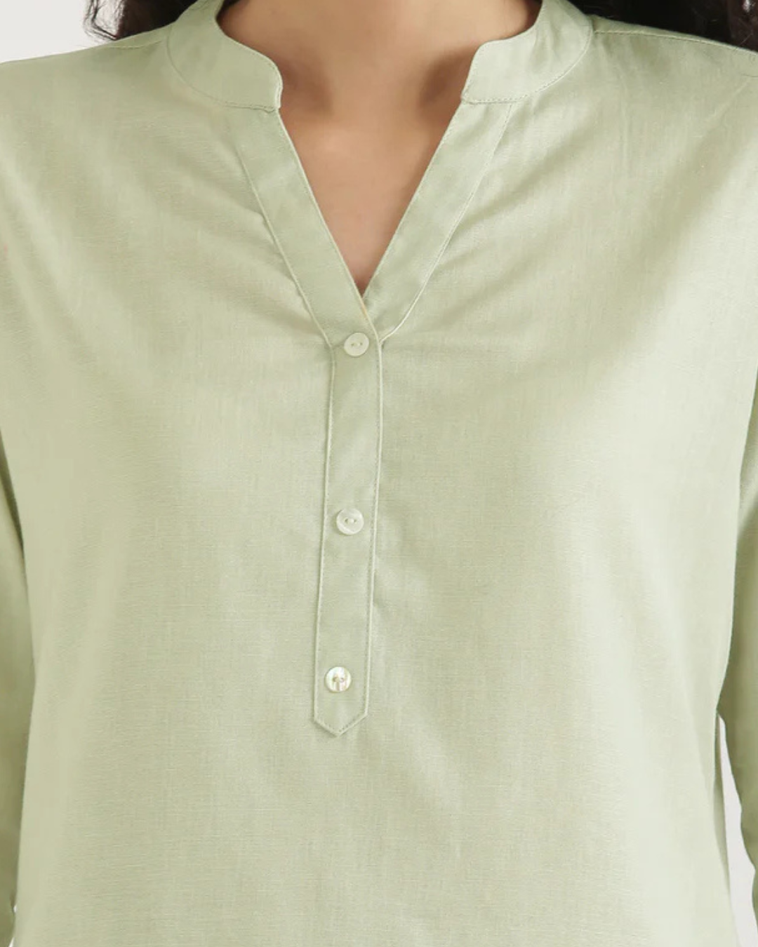 Mint Green Airy Linen Short Kurta