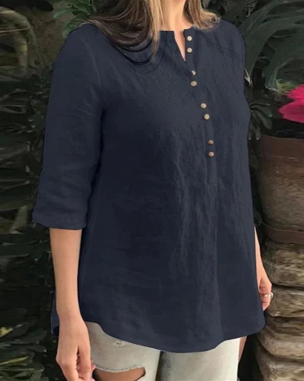 Casual Navy Pure Cotton Women Top