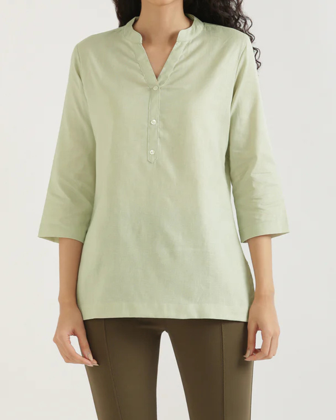 Mint Green Airy Linen Short Kurta