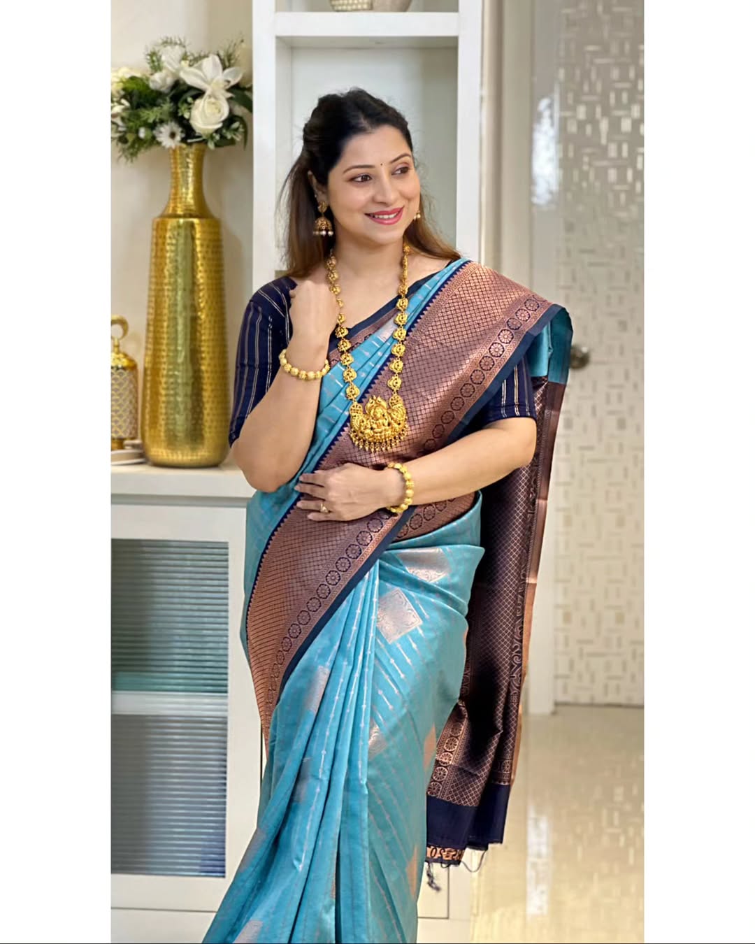Wedding Rich Pallu Pure Silk Saree With Brocade Blouse