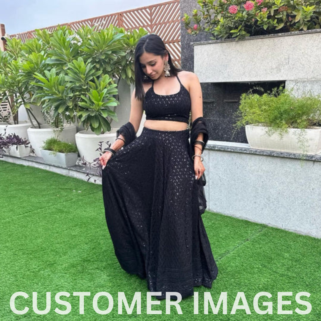 STARRY NIGHT CHIKANKARI LEHENGA