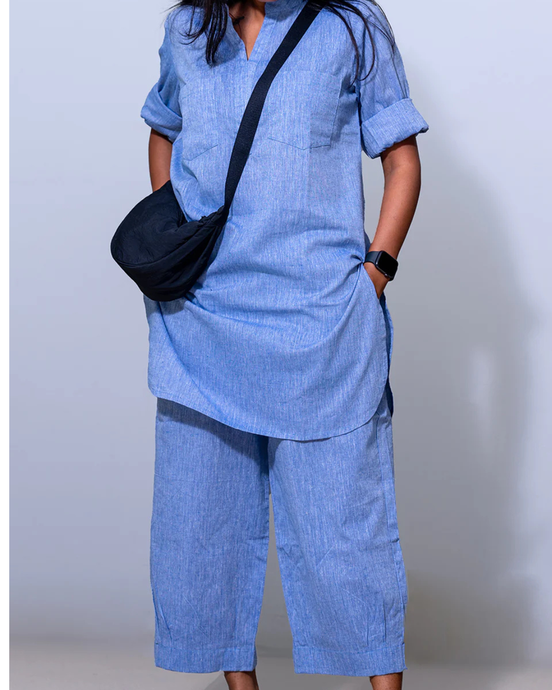 Sky BlueCasual Cotton Co-ord Set for Women