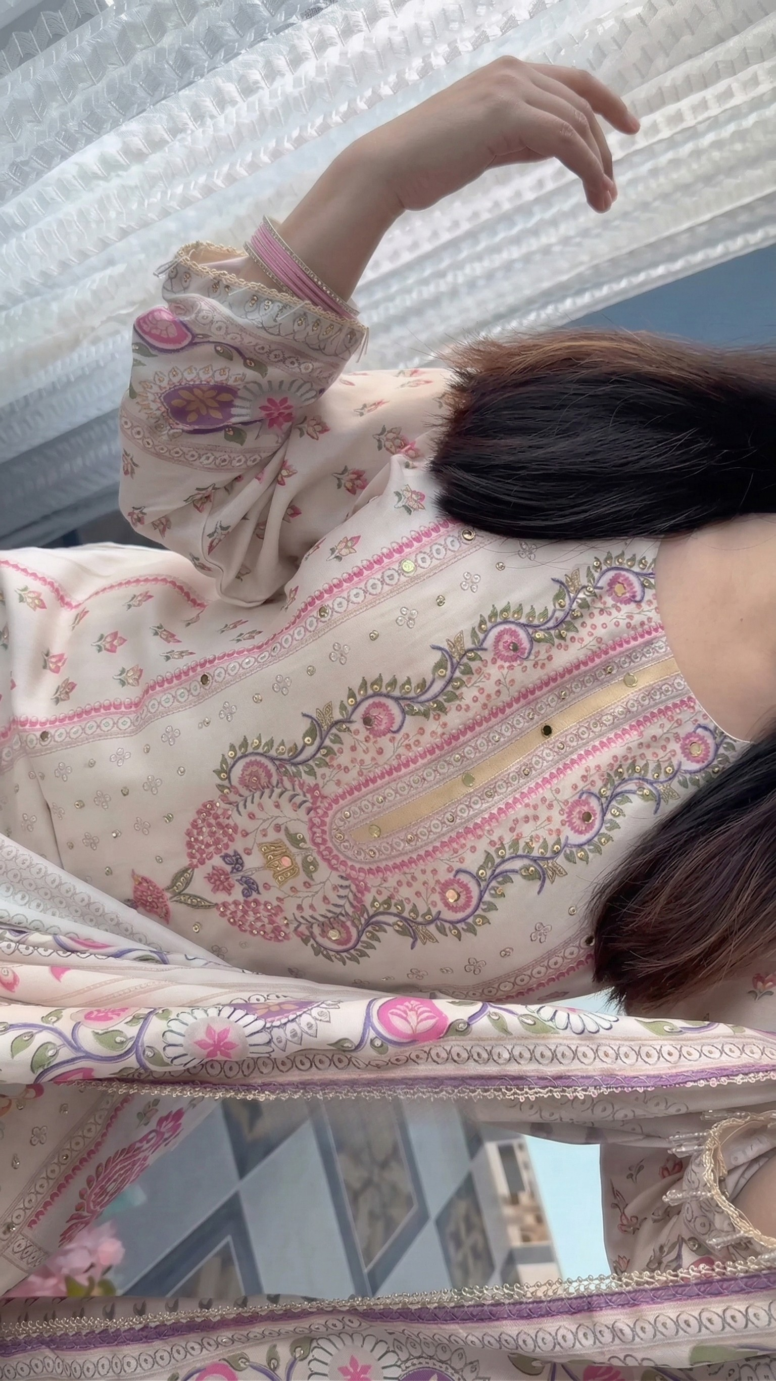 Elegant Pastel Floral Printed Kurta Set with Dupatta – Premium Ethnic Suit for Women