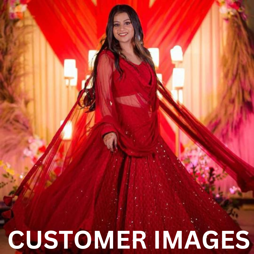 MAROON CHIKANKARI LEHENGA SET