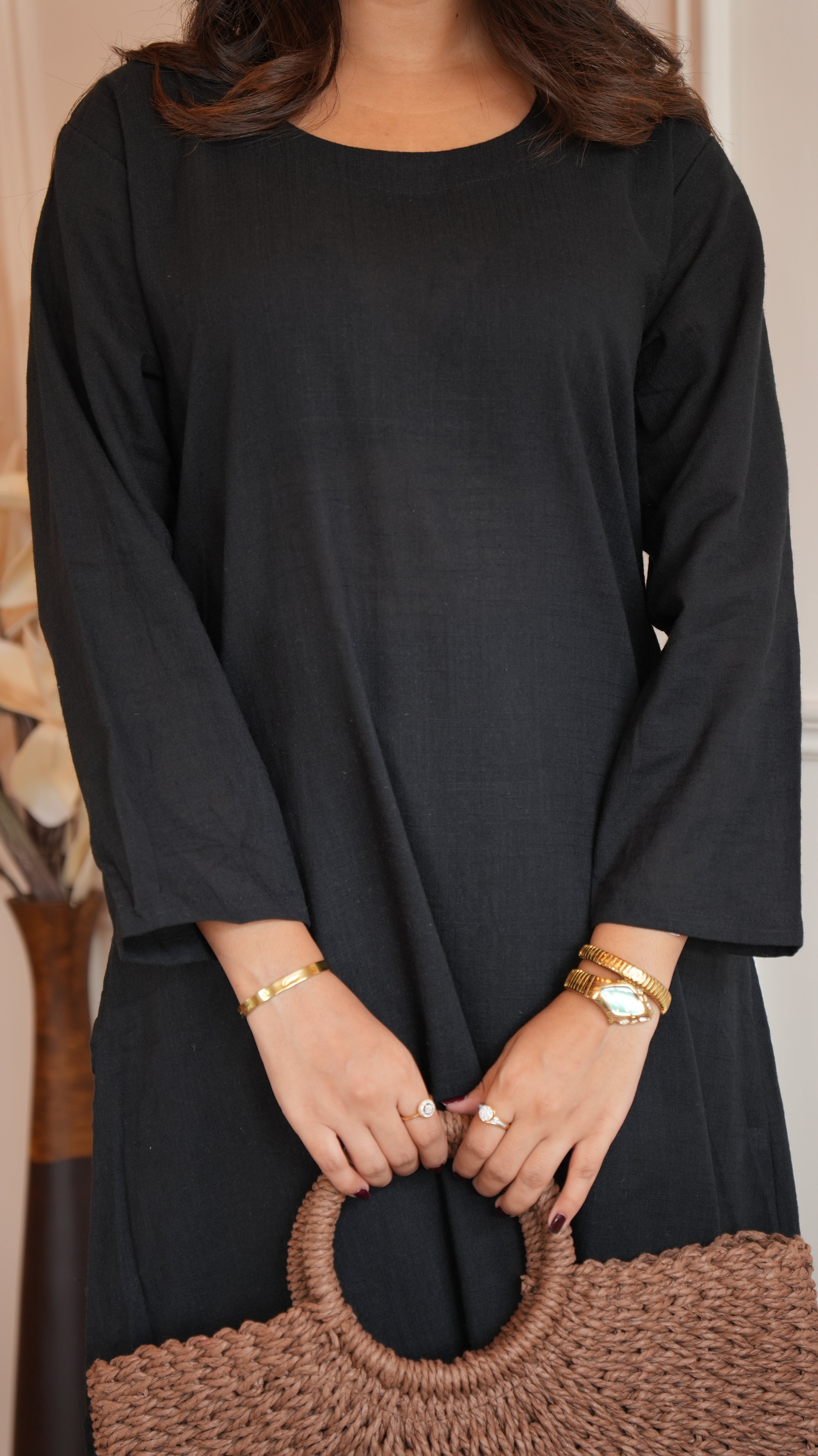 Women's Cotton Kurta pant sets - Black