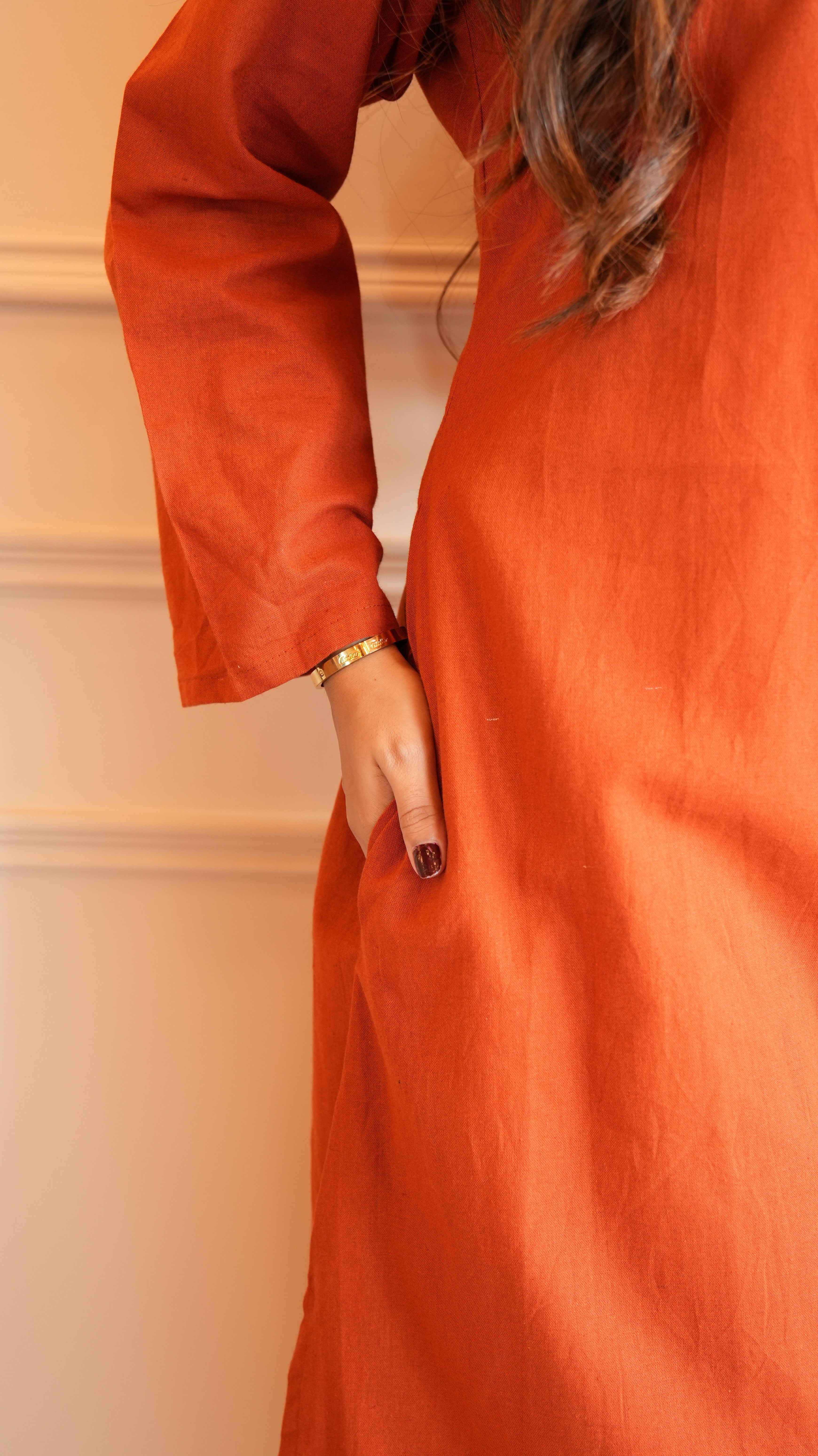 Women's Cotton Kurta pant sets - Rust