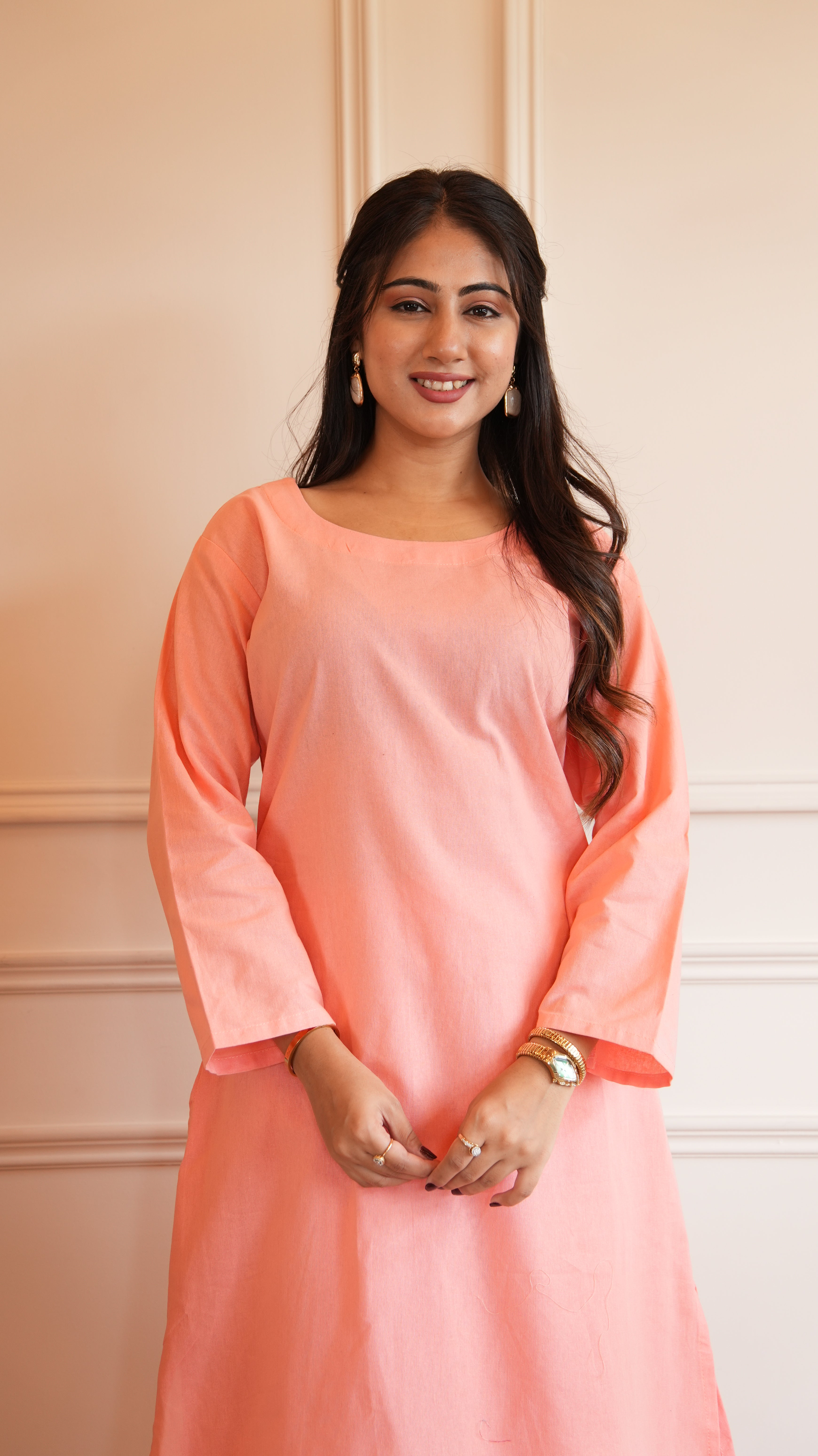 Women's Cotton Kurta pant sets - Light Pink