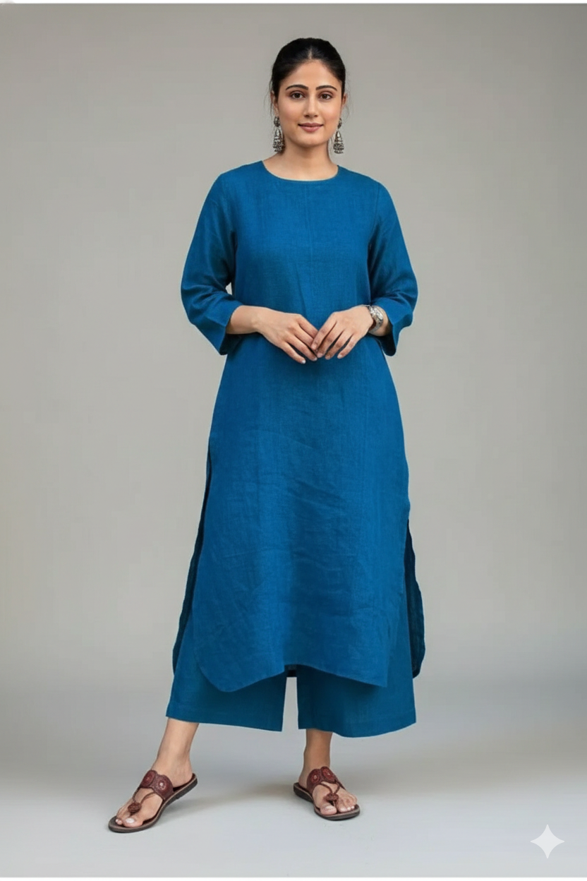 Women's Cotton Kurta pant sets - Blue