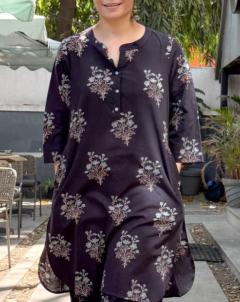 Cotton Handblock Printed Natural Dyed Ajrakh Co-ord Set.