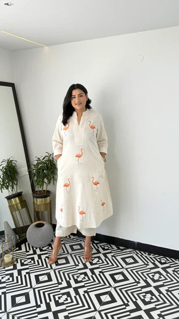 Flamingo Orange Kurta Pants