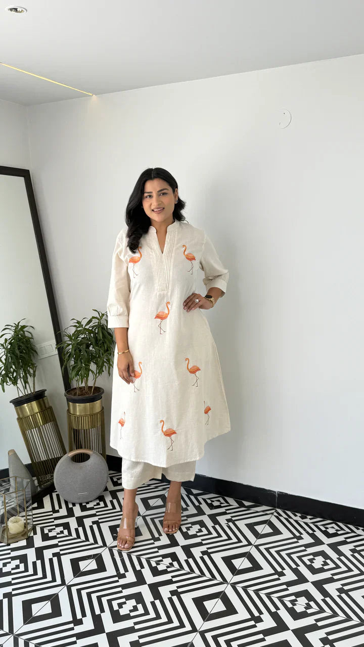 Flamingo Orange Kurta Pants