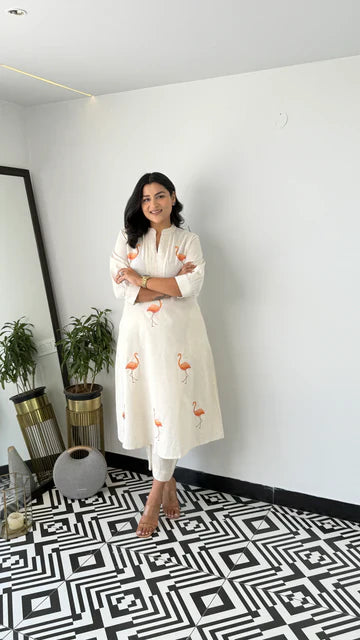 Flamingo Orange Kurta Pants