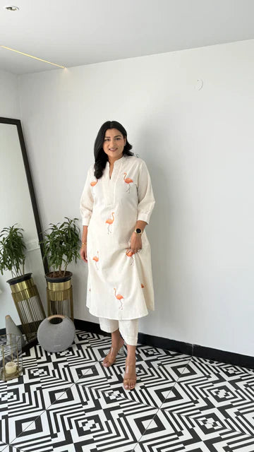 Flamingo Orange Kurta Pants
