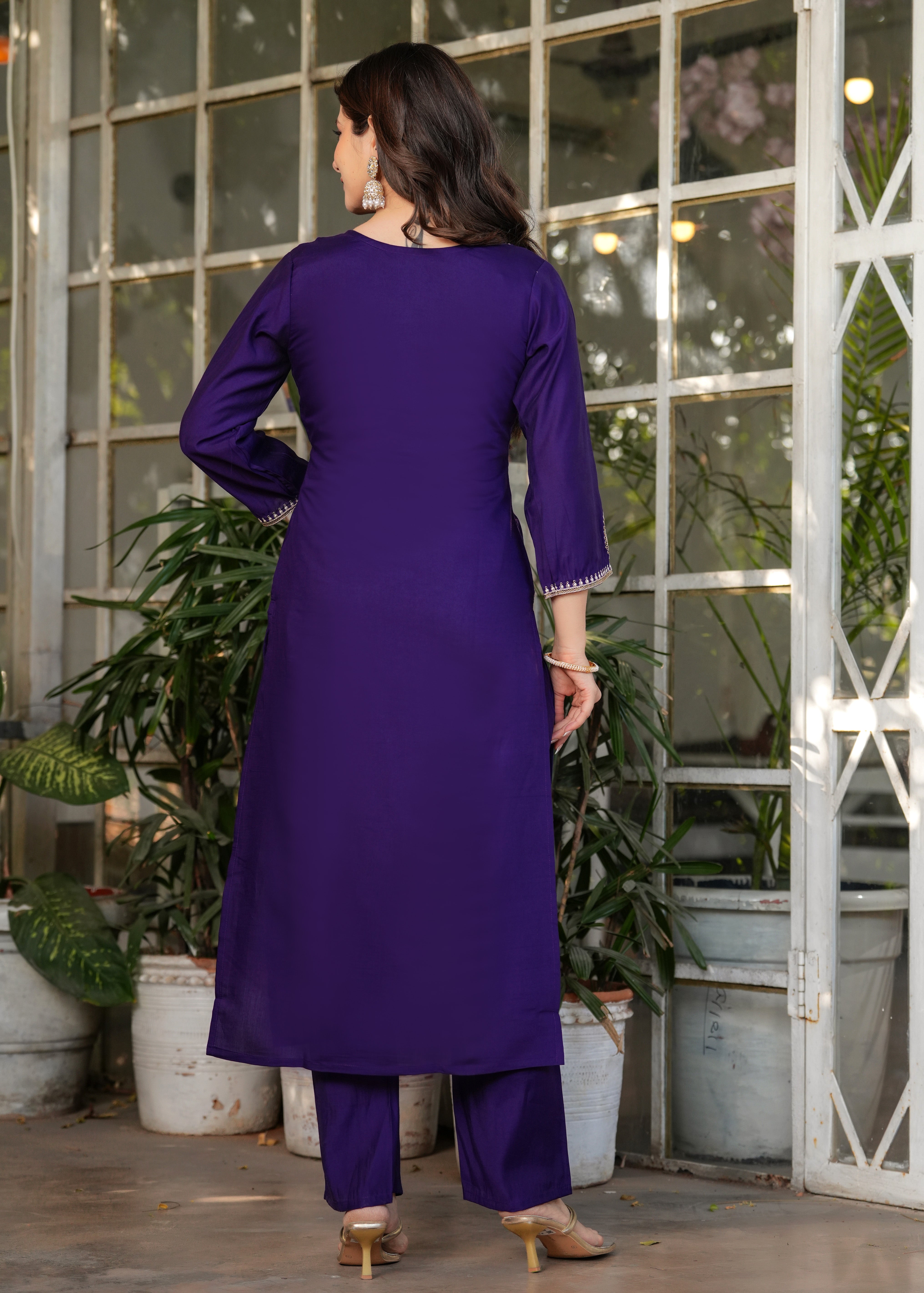Elegant Purple Embroidered Kurta Pant Set with Designer Dupatta for Women