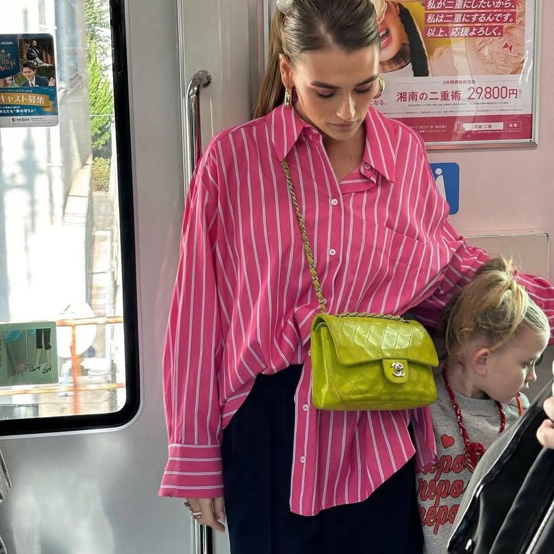 Oversize Striped Basic Shirt Pink