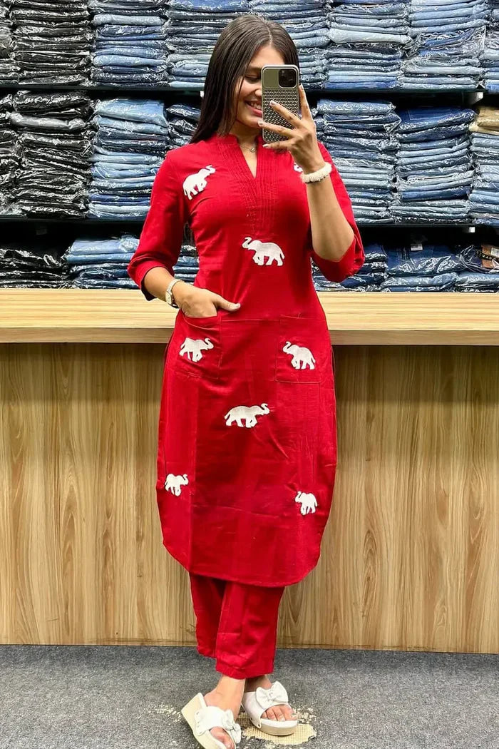 New Printed Kurta Pant Set Blue