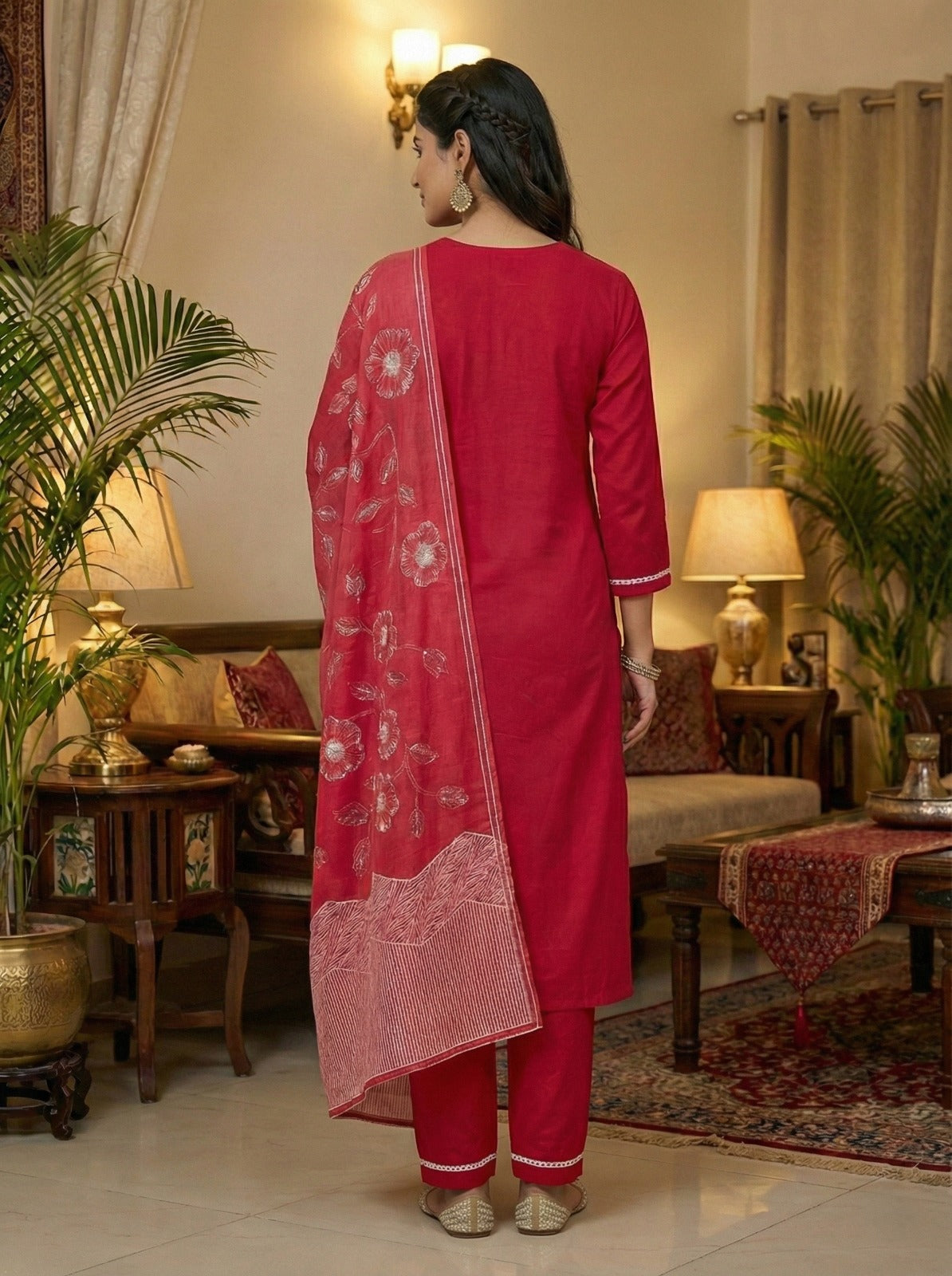 Women’s Embroidered Kurta Set with Dupatta