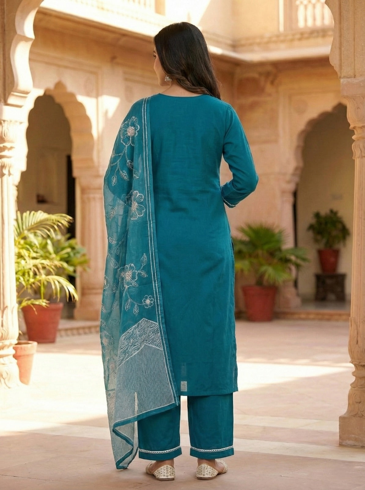 Women’s Embroidered Kurta Set with Dupatta