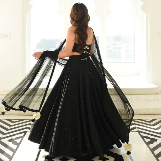 STARRY NIGHT CHIKANKARI LEHENGA