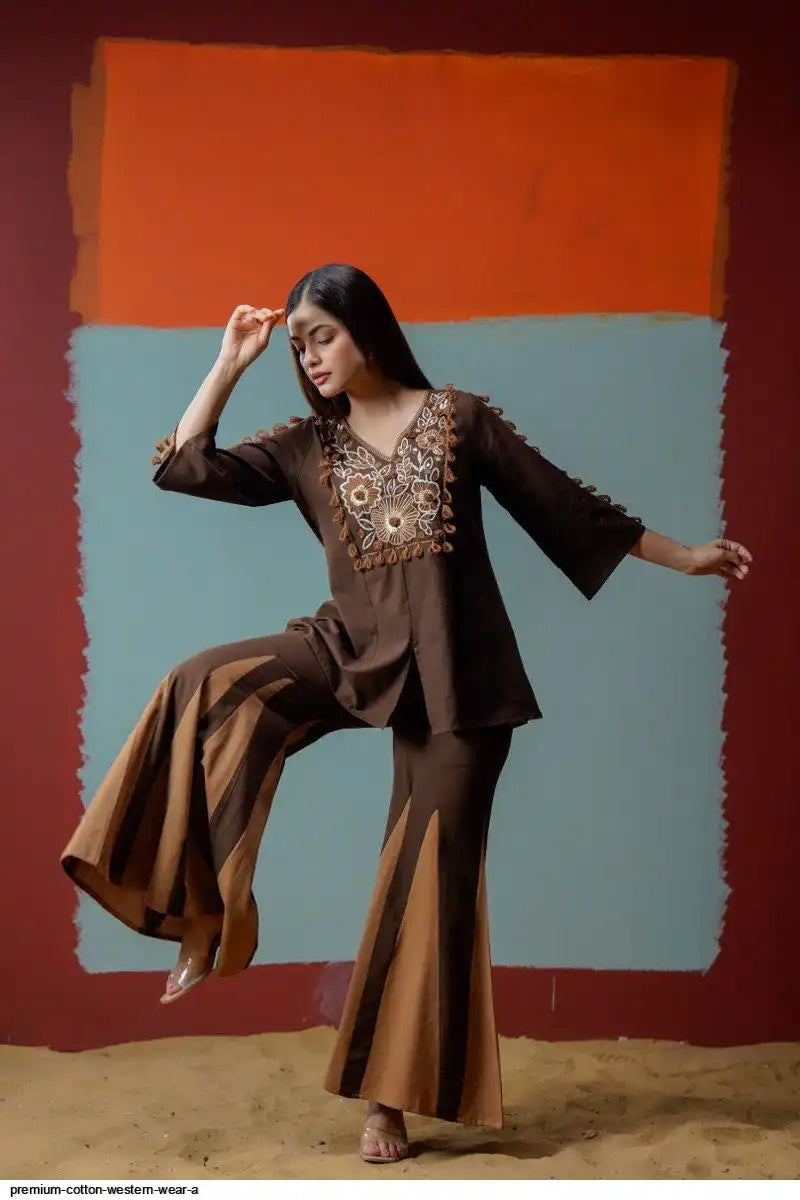 Tatva Indi Brown Cotton Co-ord Set