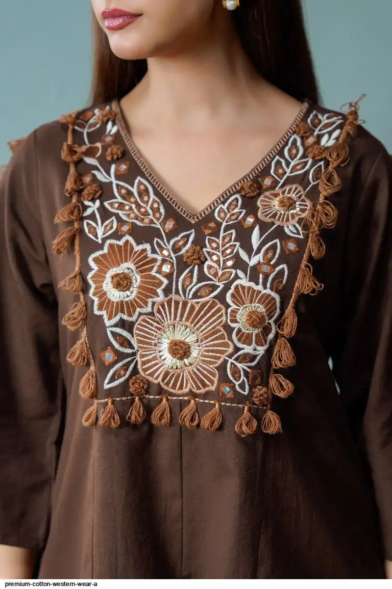 Tatva Indi Brown Cotton Co-ord Set