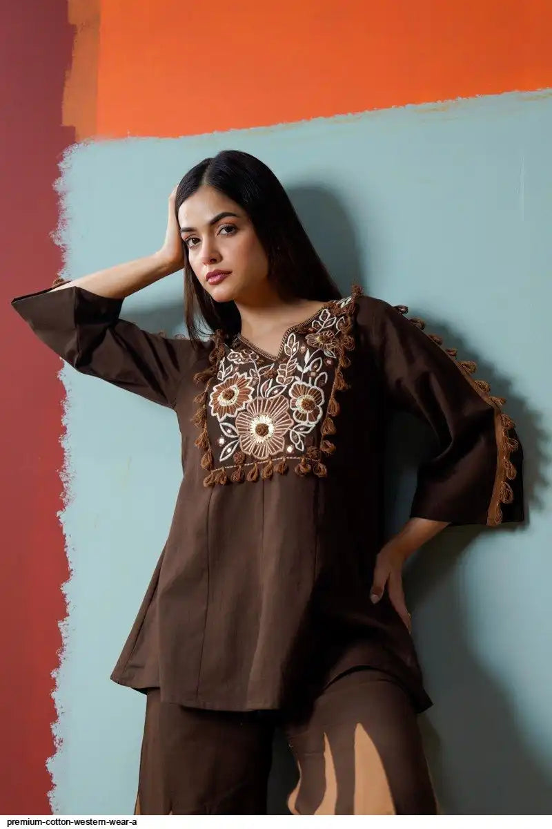 Tatva Indi Brown Cotton Co-ord Set