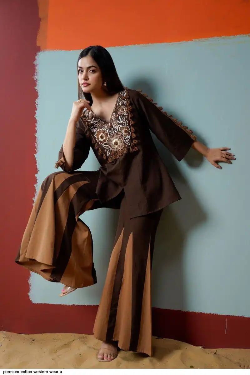 Tatva Indi Brown Cotton Co-ord Set