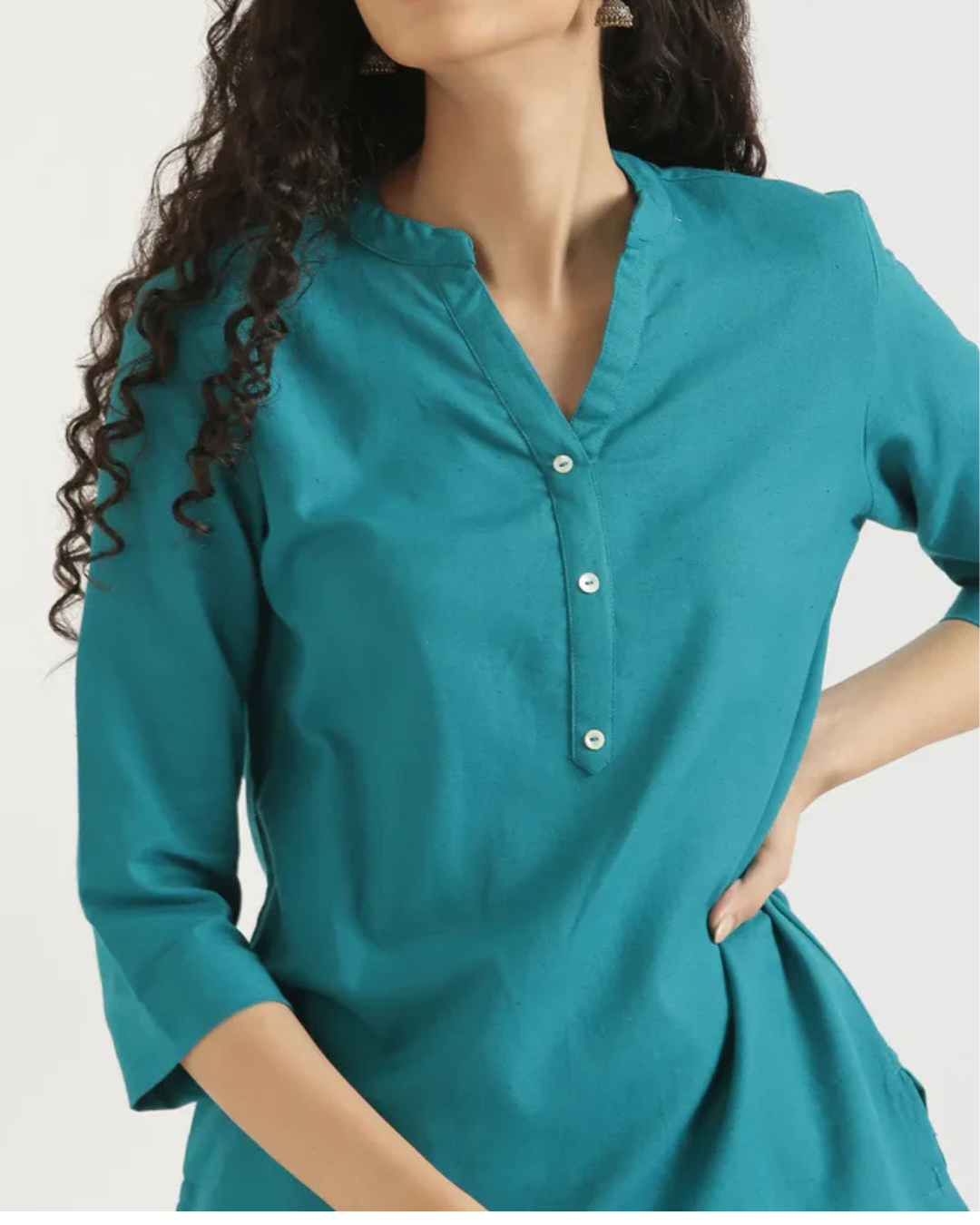 Sky Blue  Airy Linen Short Kurta