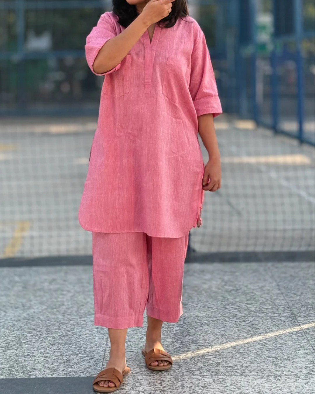 Pink Casual Cotton Co-ord Set for Women
