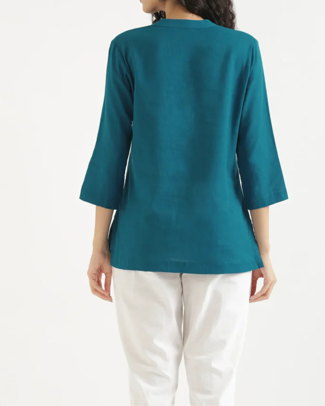 Turquoise  Airy Linen Short Kurta