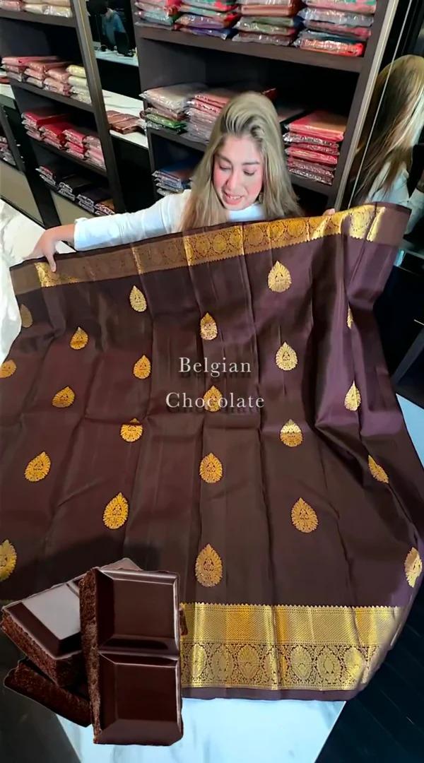Brood Brown Soft Banarasi Silk Saree With Fancifull Blouse Piece
