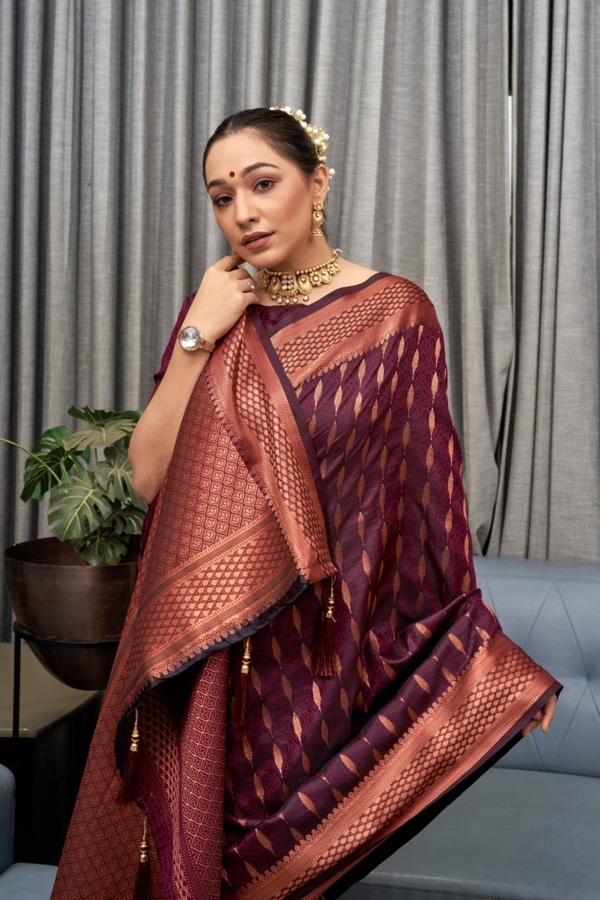 Woven Saree with Contrast Border