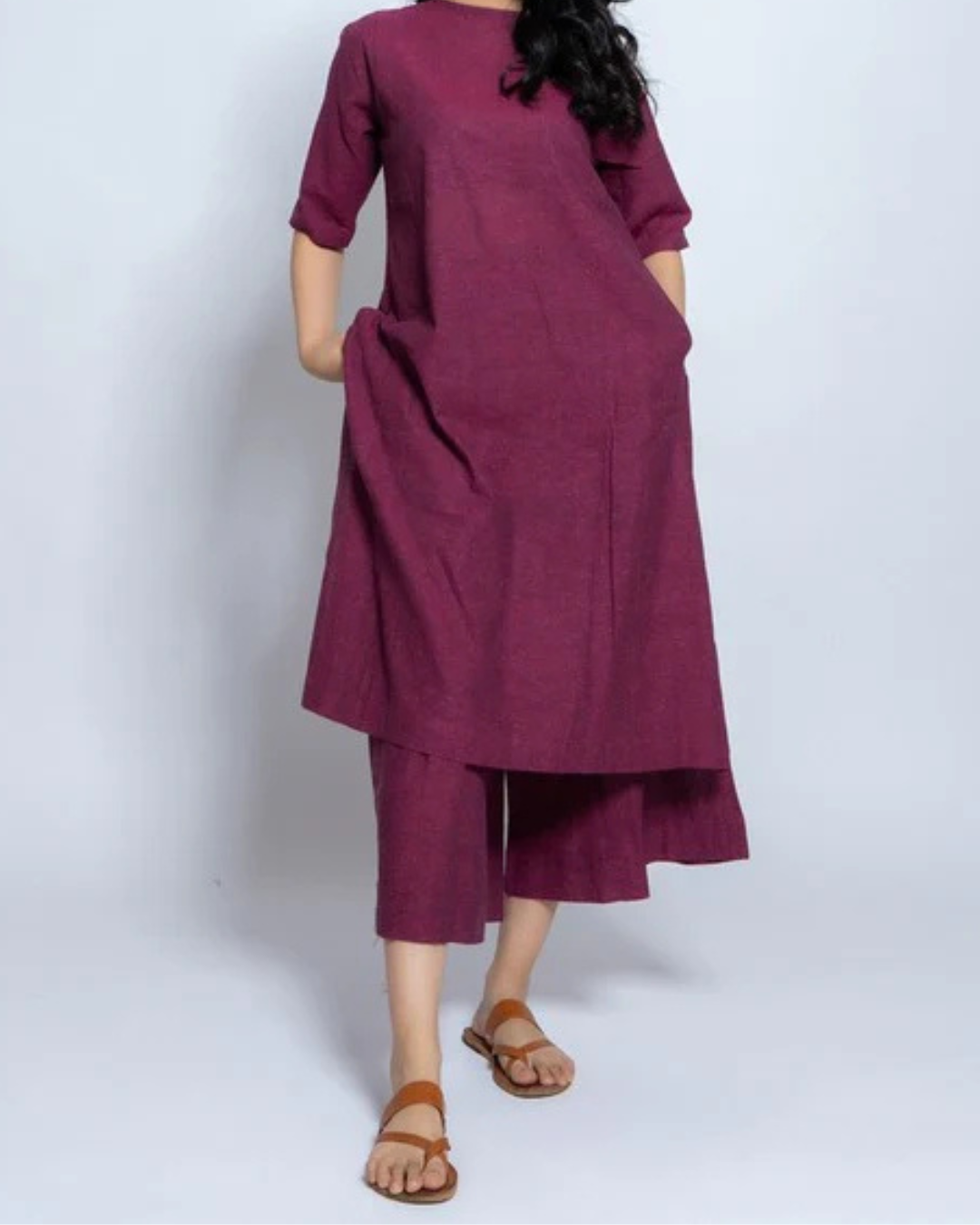 Women’s Two-Piece Layered Kurta with Culotte Set