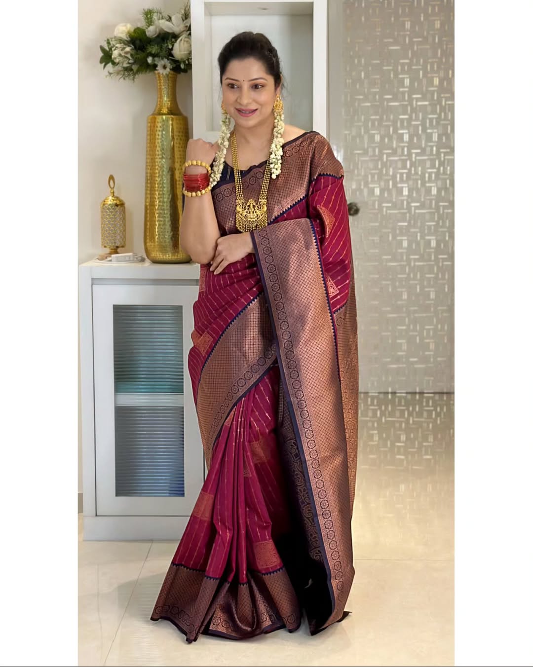 Maroon Wedding Rich Pallu Pure Silk Saree With Brocade Blouse