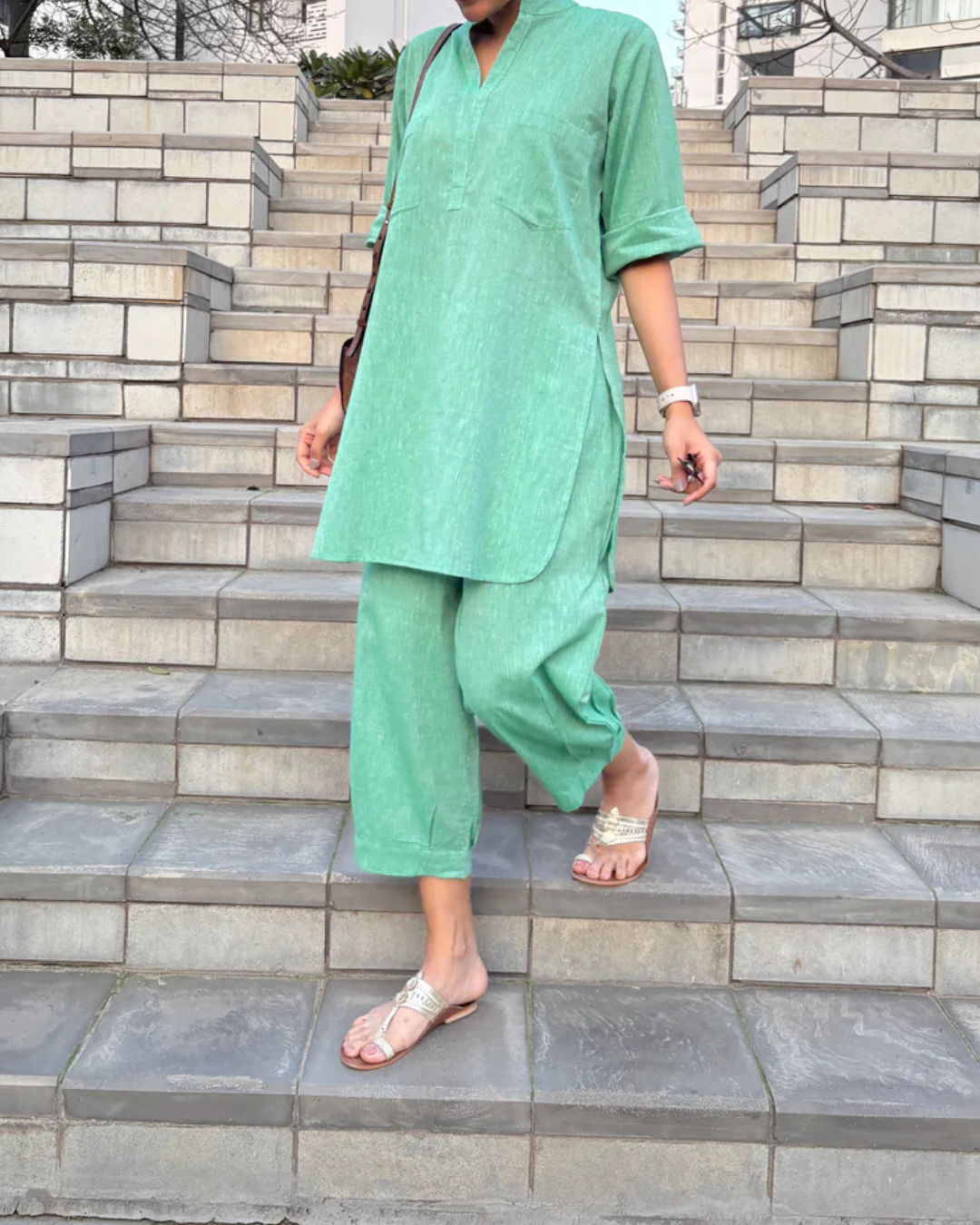Mint Green Casual Cotton Co-ord Set for Women