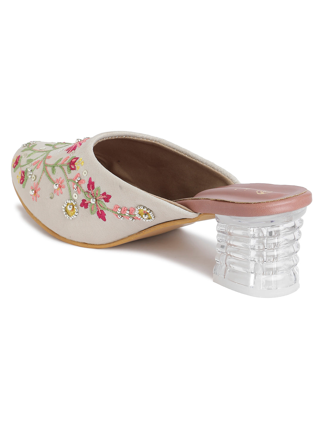 Women's White Embellished Rexine Block Heel Wedge Heels with PVC Sole - Stylish and Comfortable