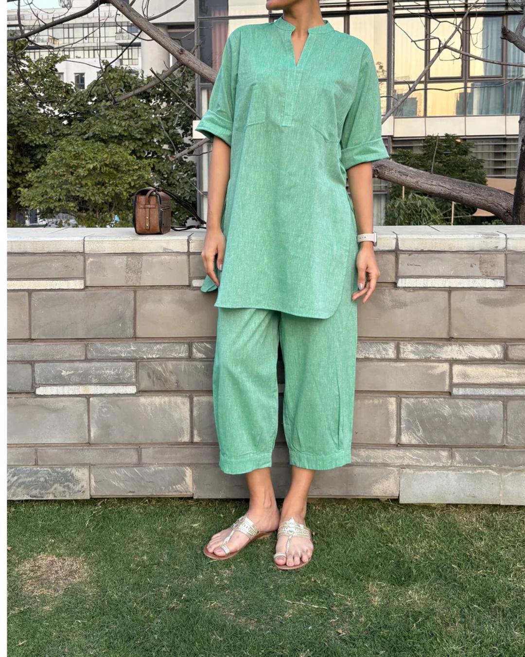 Mint Green Casual Cotton Co-ord Set for Women