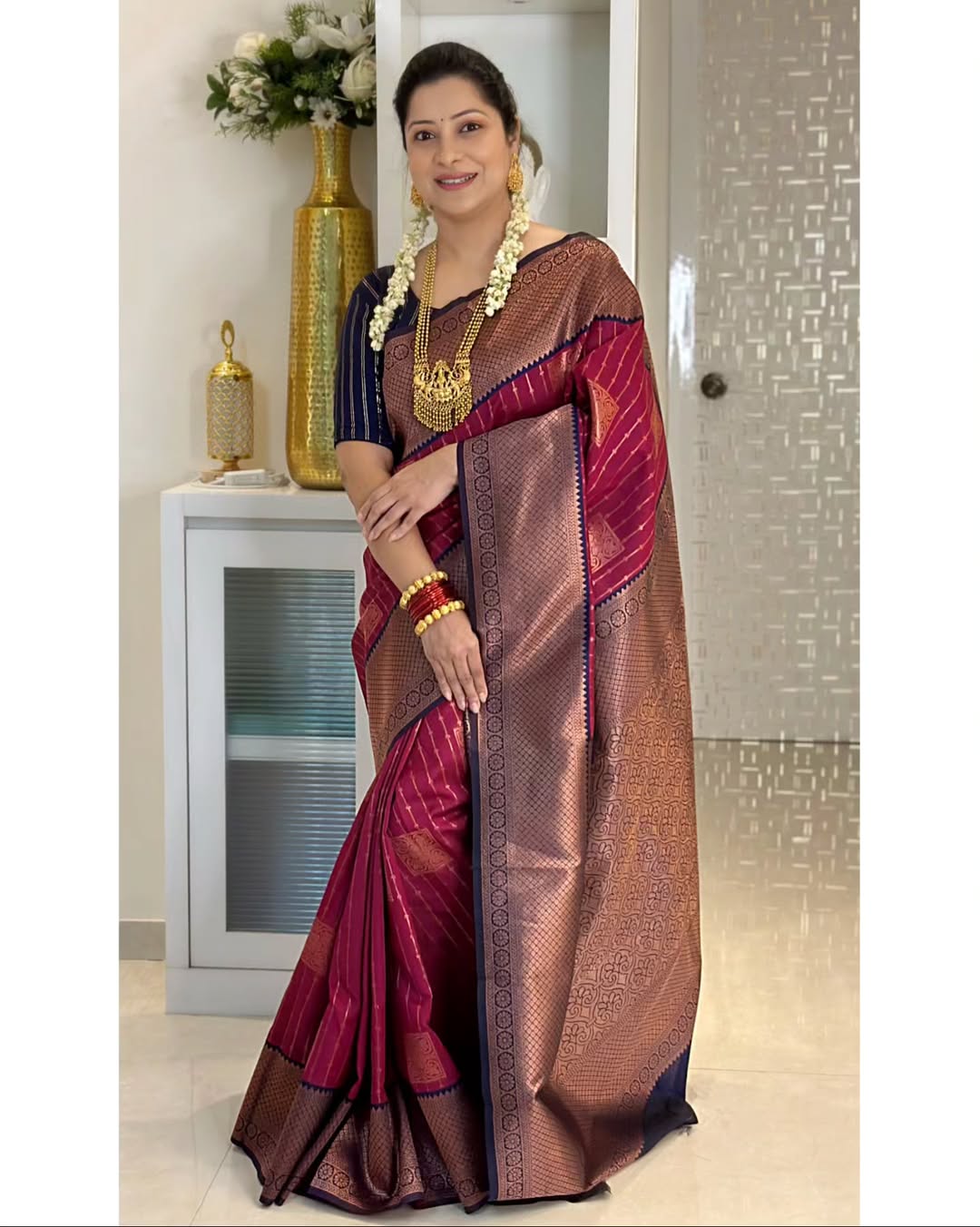 Maroon Wedding Rich Pallu Pure Silk Saree With Brocade Blouse