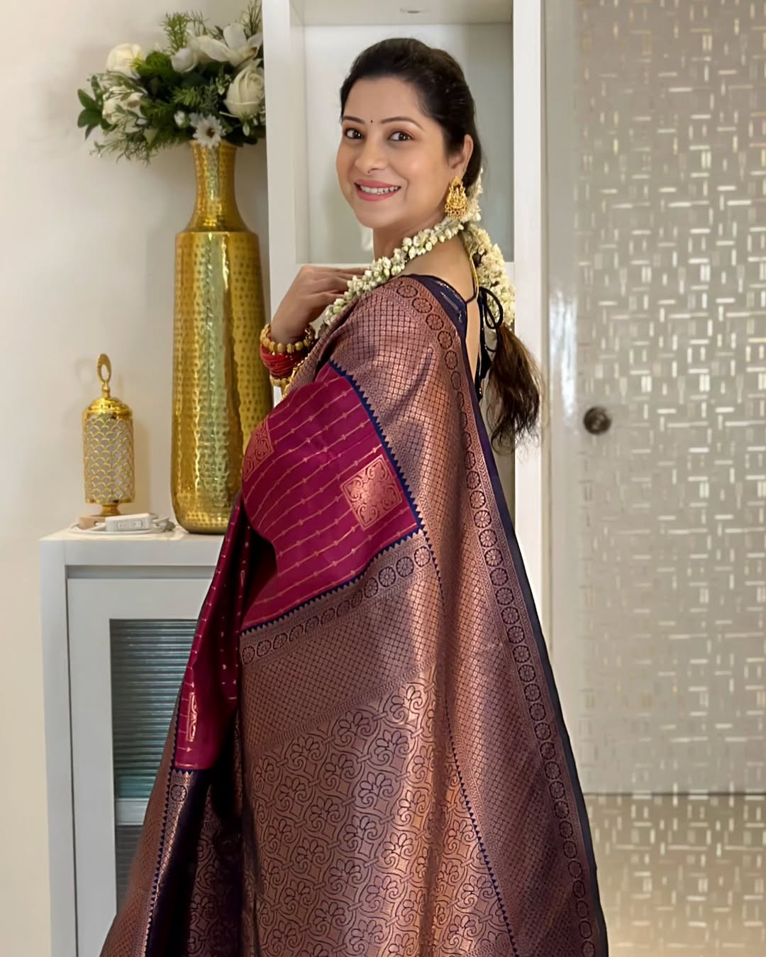 Maroon Wedding Rich Pallu Pure Silk Saree With Brocade Blouse