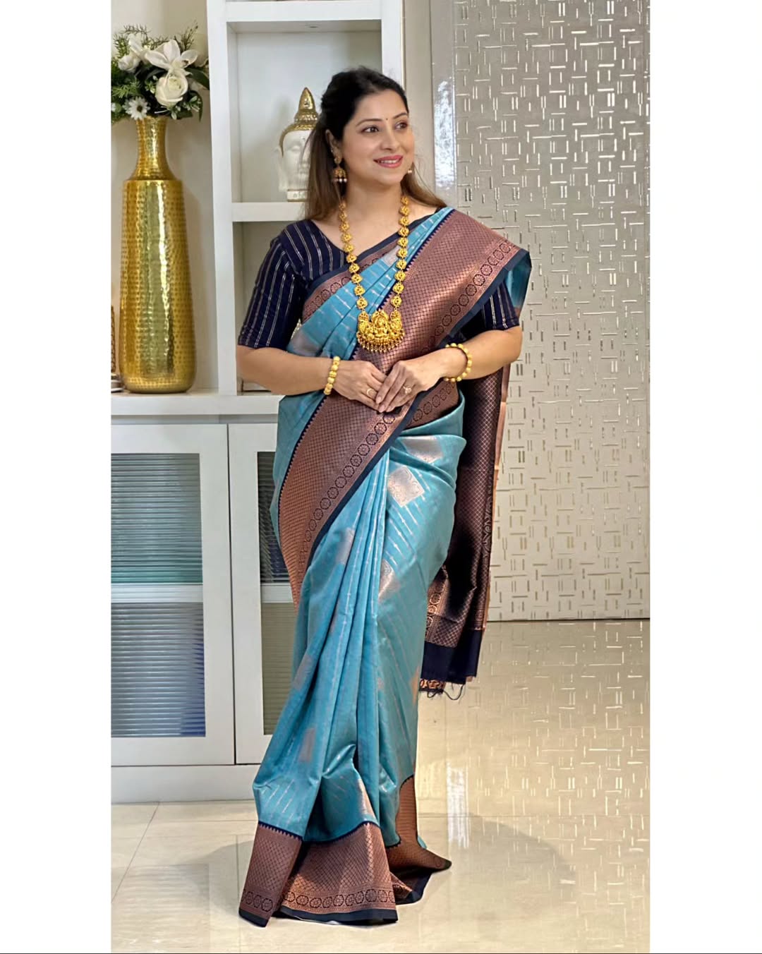 Wedding Rich Pallu Pure Silk Saree With Brocade Blouse