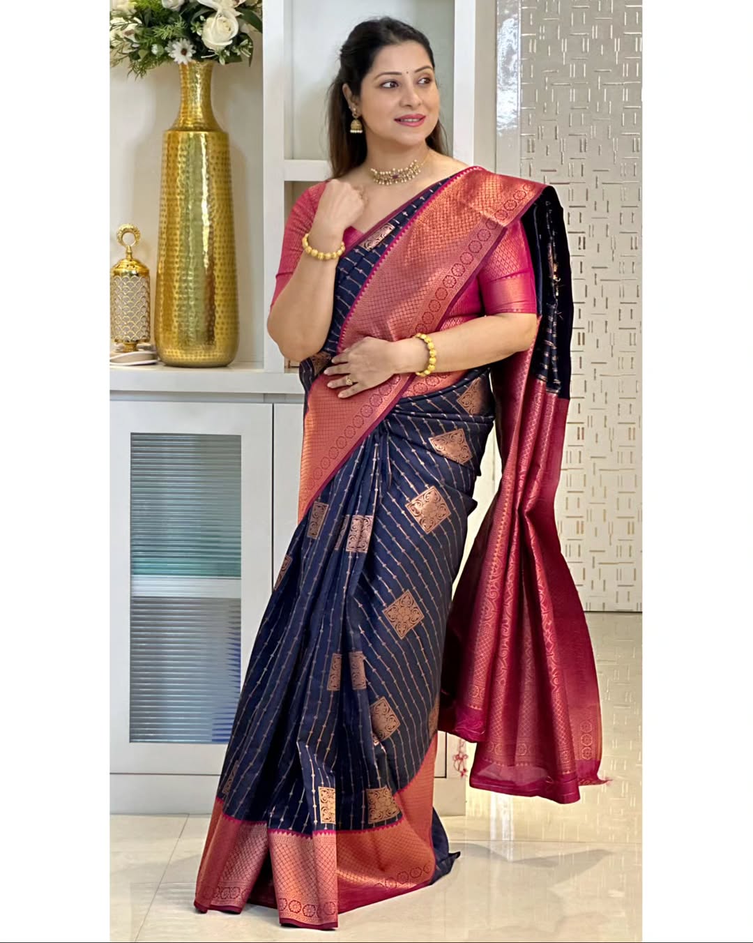 Wedding Rich Pallu Pure Silk Saree With Brocade Blouse