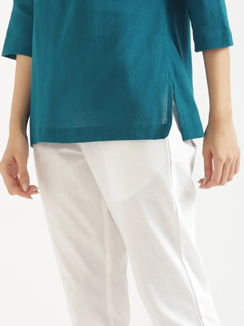 Sky Blue  Airy Linen Short Kurta