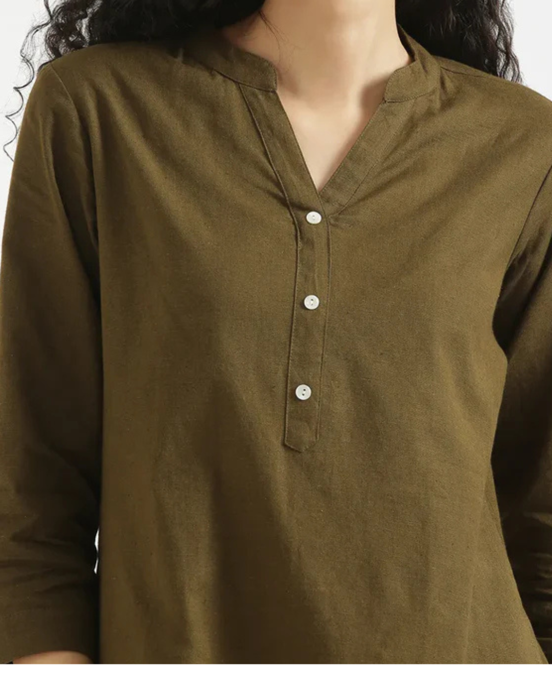 Mehandi Green  Airy Linen Short Kurta
